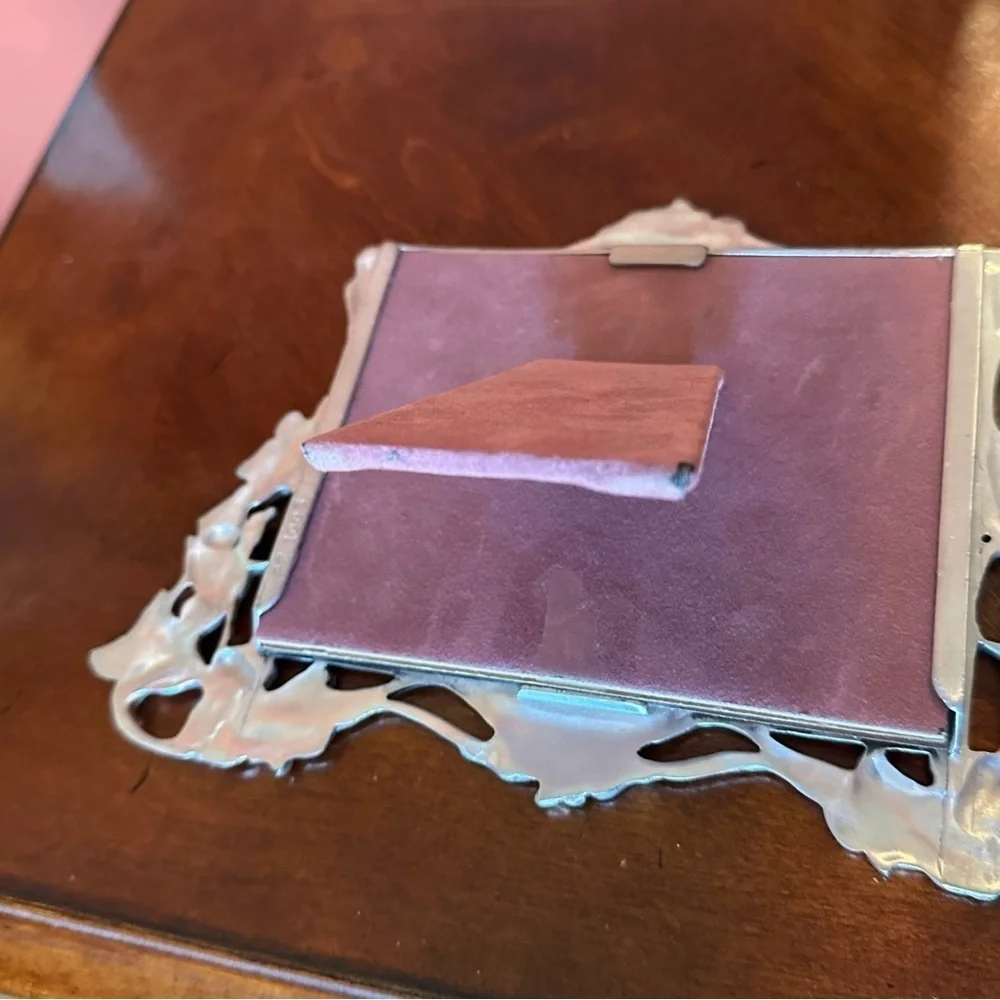 Vintage Seagull Pewter Frame Lattice & Floral Wedding Gift Photo Size 3.5” x 5”
